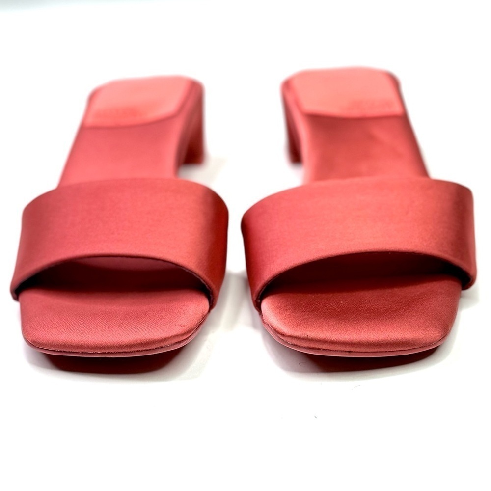 Jeffrey Campbell Anthro Low-Key Heels Coral satin slip on mules kitten heel 6.5 - Picture 5 of 10